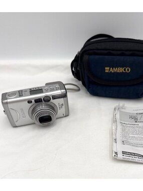 Canon Sure Shot 150u Date 35mm Film Camera With Ambico Case & Manual Tested